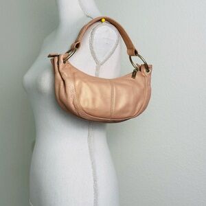 HOBO International Metallic Blush Pink Leather Hobo Shoulder Bag